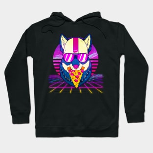 Awesome Retro Vaporwave EDM Cute Cat Pizza Hoodie